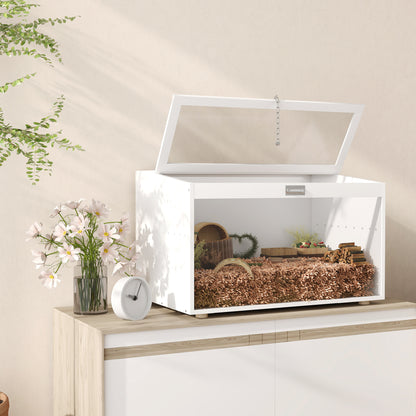 Jaula Para Hámster Pawhut Mdf, Acrílico Blanco 80x50x50 Cm D51-492v91cw_3