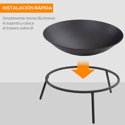 Brasero Exterior Para Jardín De Metal Outsunny 47x47x21 Cm Negro_5