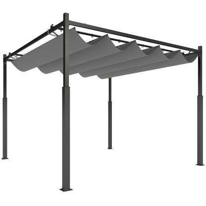 Pérgola Outsunny Metal, Poliéster Gris 298x298x230 Cm_0