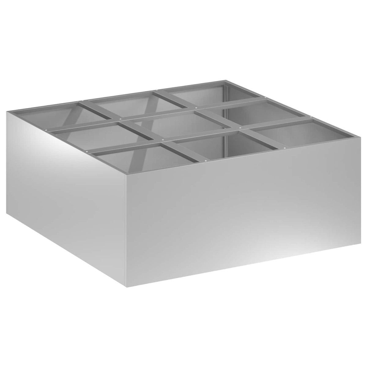 Macetero De Jardín Plateado 100 X 100 X 30 Cm Acero Galvanizado_0