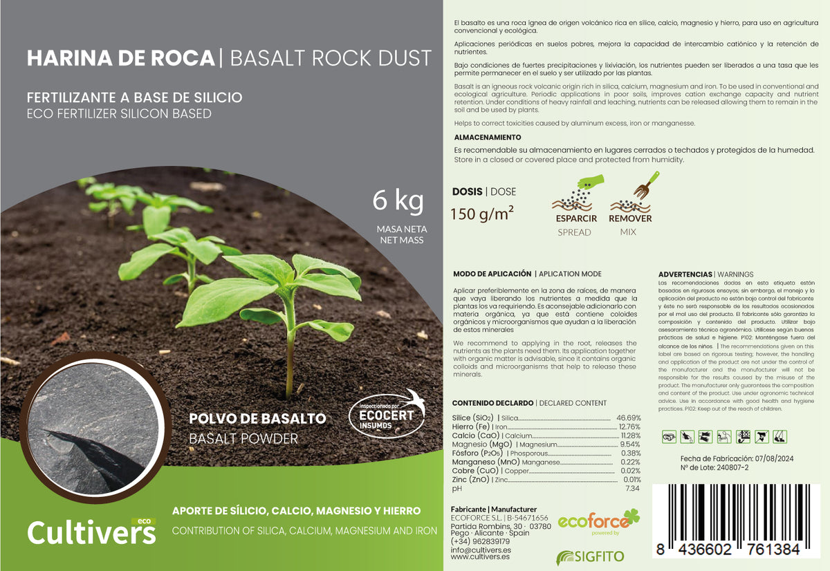 Cultivers Harina De Roca 1 Kg Mineral Fertilizante De Basalto | Silicio 46% Hierro 12% Calcio 11% Y Magnesio 9%…_3