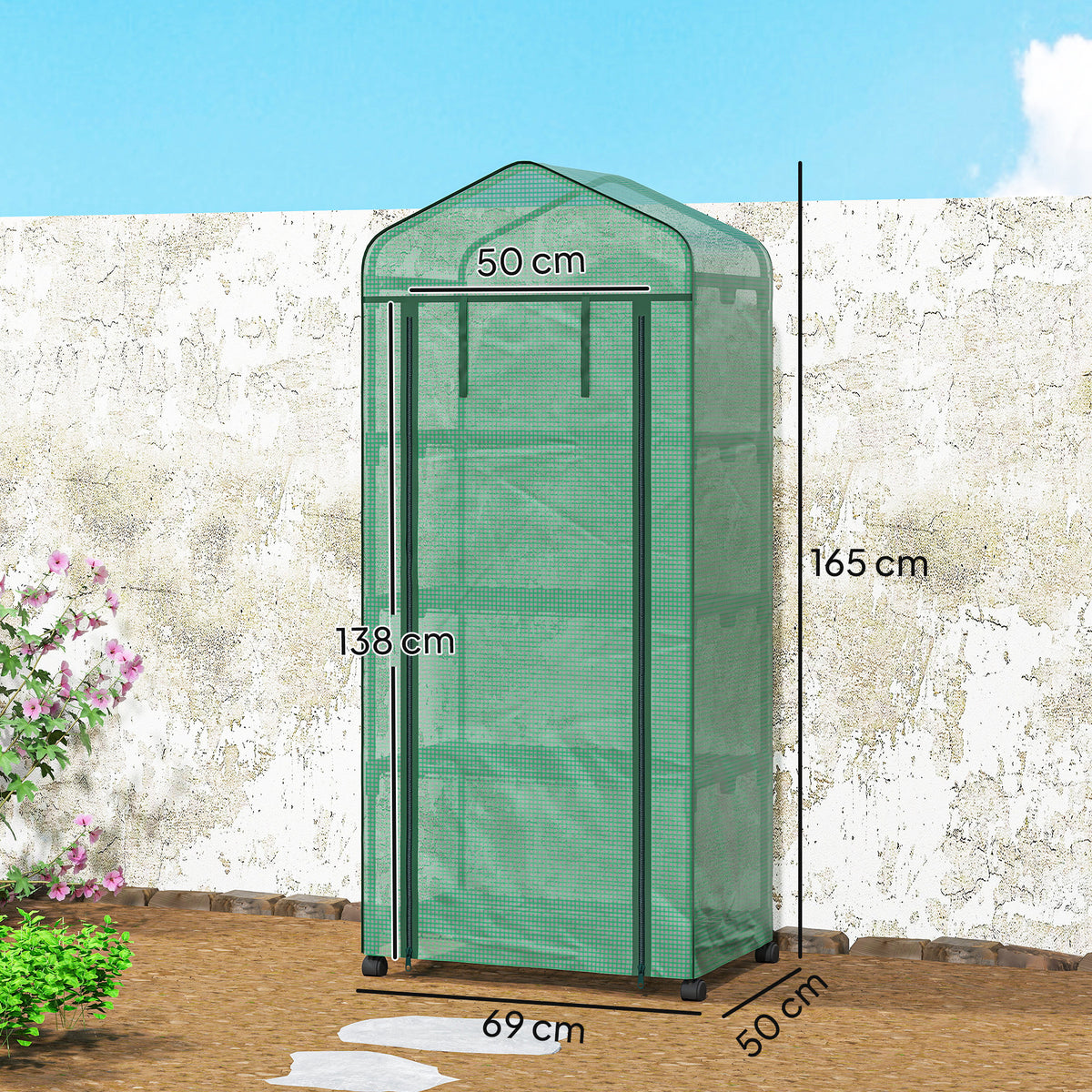 Invernadero De Jardín Outsunny Acero, Pe Verde 69x50x165 Cm_2
