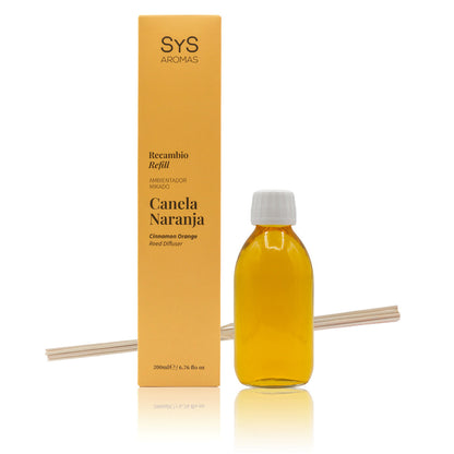 Recambio Mikado de Canela-Naranja Origins SYS Aromas 200 ml | Con Palos | Aroma Cítrico y Especiado_0