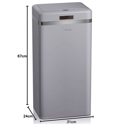 Swan Cubo De Basura Cocina Automático, Sensor De Movimiento, 45l, Metálico, Papelera Reciclaje, Swka4500grneu, Gris_3