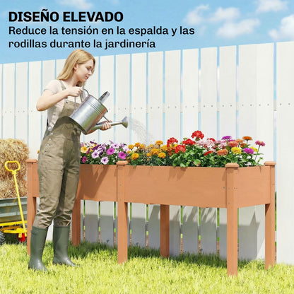 Huerto Urbano Elevado Outsunny Madera De Abeto Marrón 184x59x76.5 Cm_4