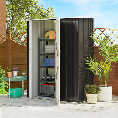 Caseta De Jardín Acero 1,07 M² Con Puerta Outsunny 142x84x189 Cm Gris_1