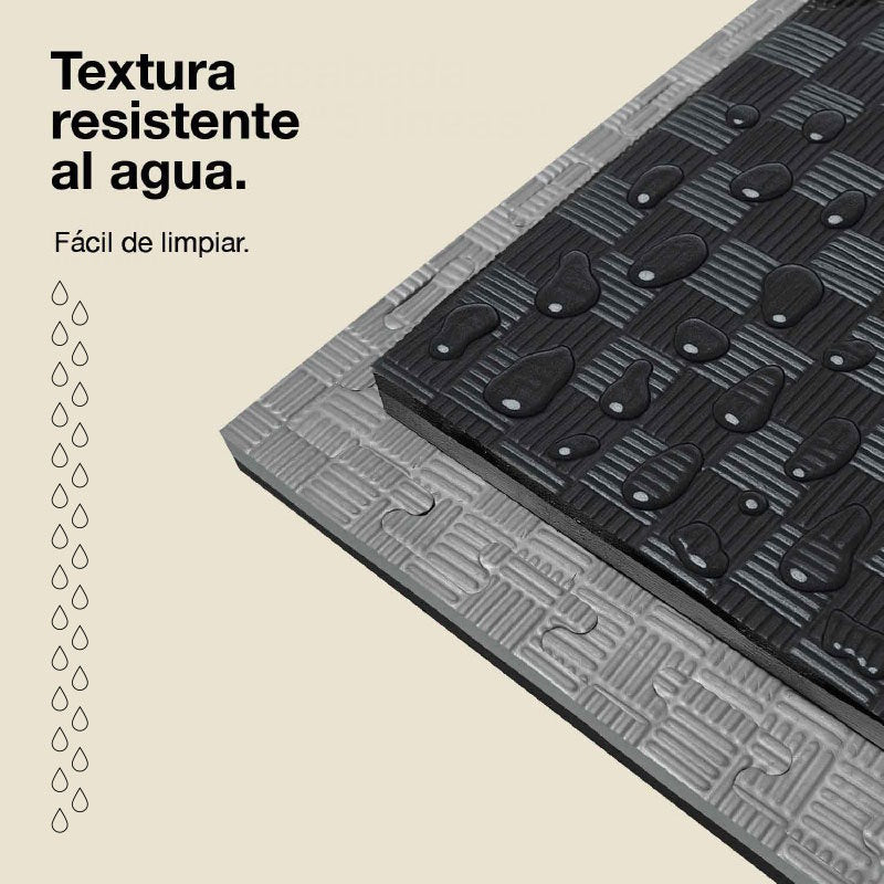 Tatami Puzzle 4cm 100x100cm, Pack 4 Unidades – Superficie 5 Líneas Gris/negro Jowy_4