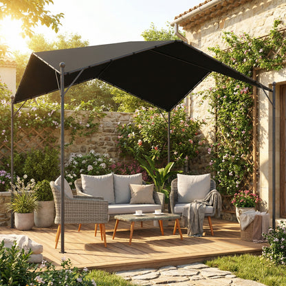 Pérgola Outsunny Metal Galvanizado, Poliéster Gris Oscuro 300x300x280 Cm_3