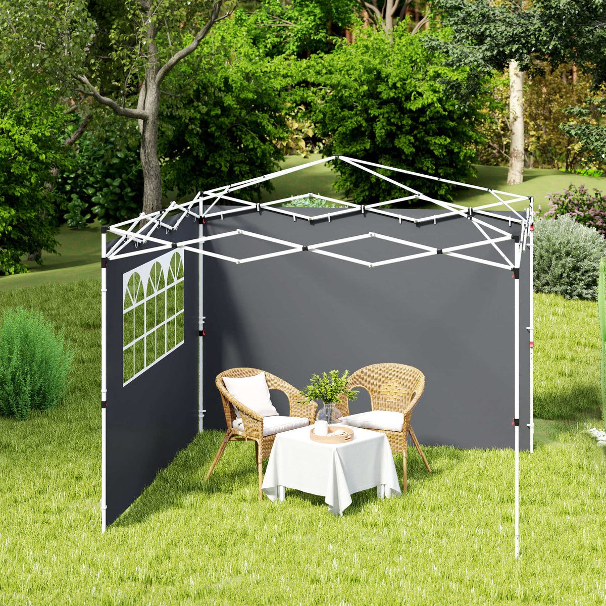 Paredes Laterales Carpa Outsunny Tela Oxford Gris Oscuro 295x200 Cm_1
