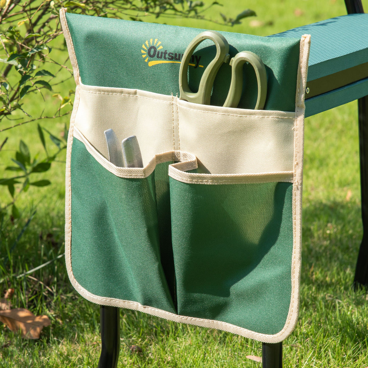 Taburete De Jardín Outsunny Verde Y Negro 58x28x49 Cm_4