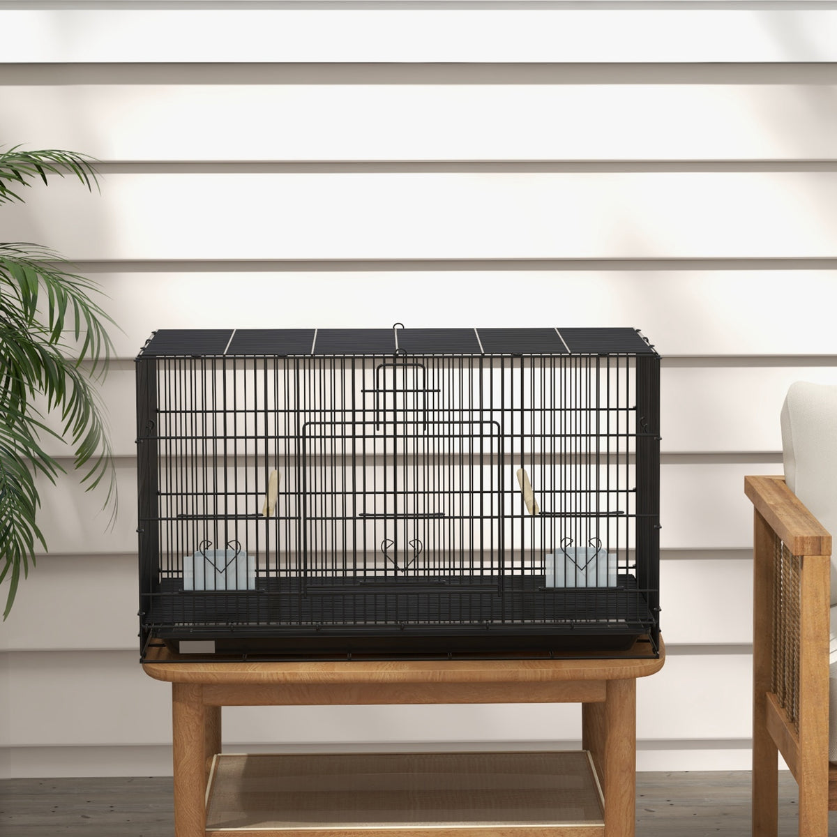 Jaula Para Pájaros Con Bandeja Extraíblpawhut Acero 77x46x45 Cm Negro_3