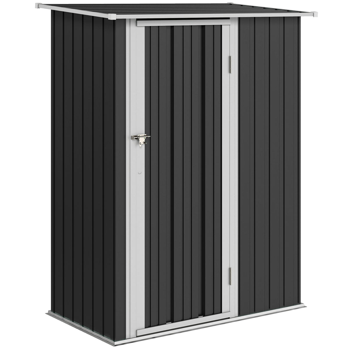 Caseta De Jardín Acero 1,07 M² Con Puerta Outsunny 142x84x189 Cm Gris_0