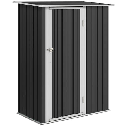 Caseta De Jardín Acero 1,07 M² Con Puerta Outsunny 142x84x189 Cm Gris_0