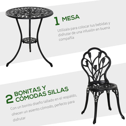 Conjunto De Bistró Outsunny Aluminio Negro 42.5x47.5x89 Cm_5
