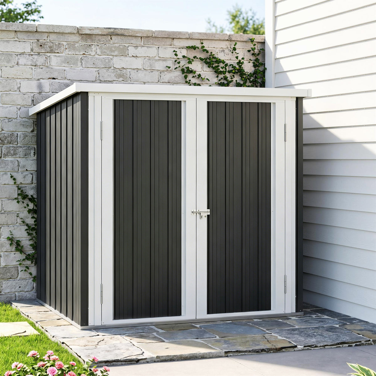 Cobertizo De Jardín 1,26 M² Con 2 Puertas Outsunny 147x86x134cm Negro_4
