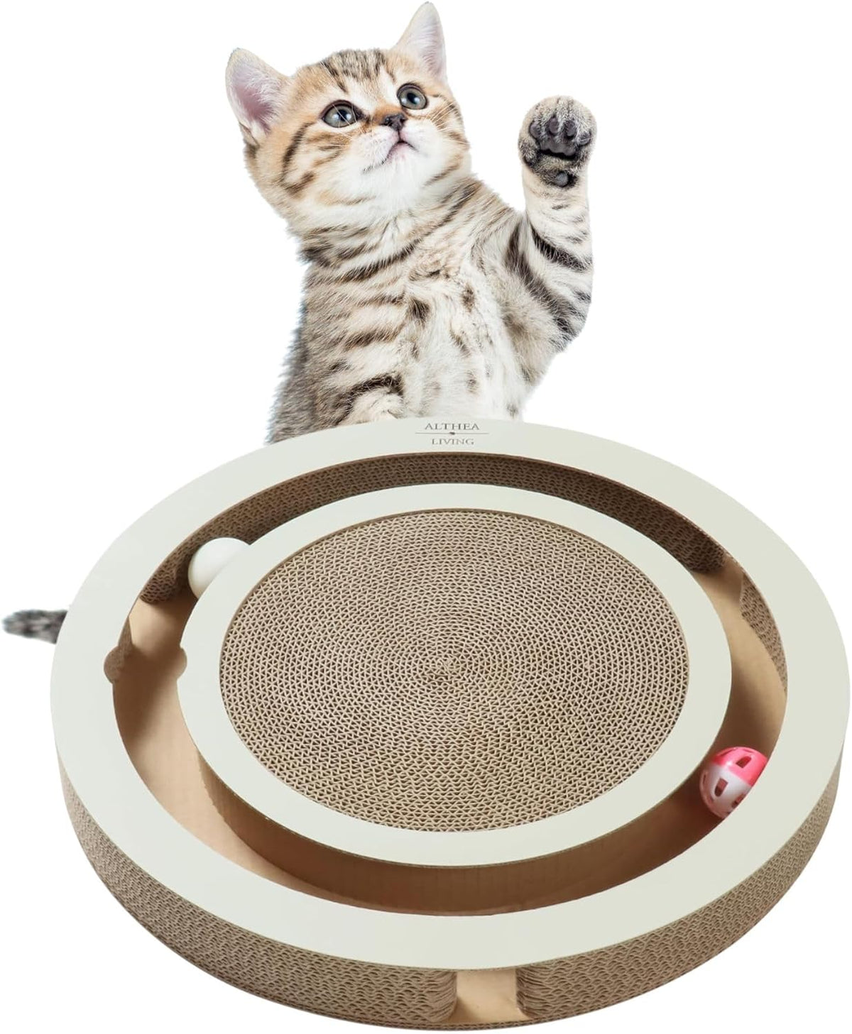 Juguete Rascador Para Gatos Timón, Base Antideslizante De Cartón Reciclado Y Bolas Giratorias Althea Living 40x40x5cm_3