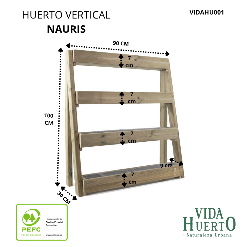 Huerto Urbano Nauris Vertical 4 Departamentos Vidahuerto 90x30x100 Cm._3