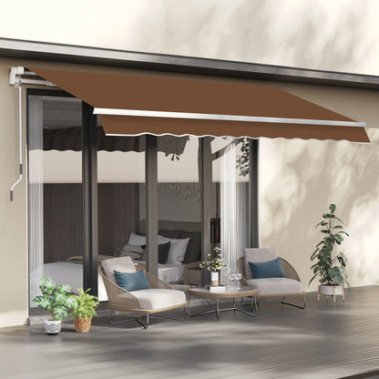 Toldo Manual Retráctil Outsunny Poliéster, Aluminio Café 295x245x151.5 Cm_1