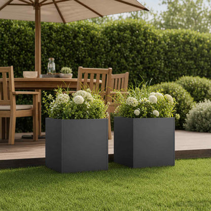 Macetero De Jardín 2 Uds. Negro 25 X 25 X 25 Cm_1