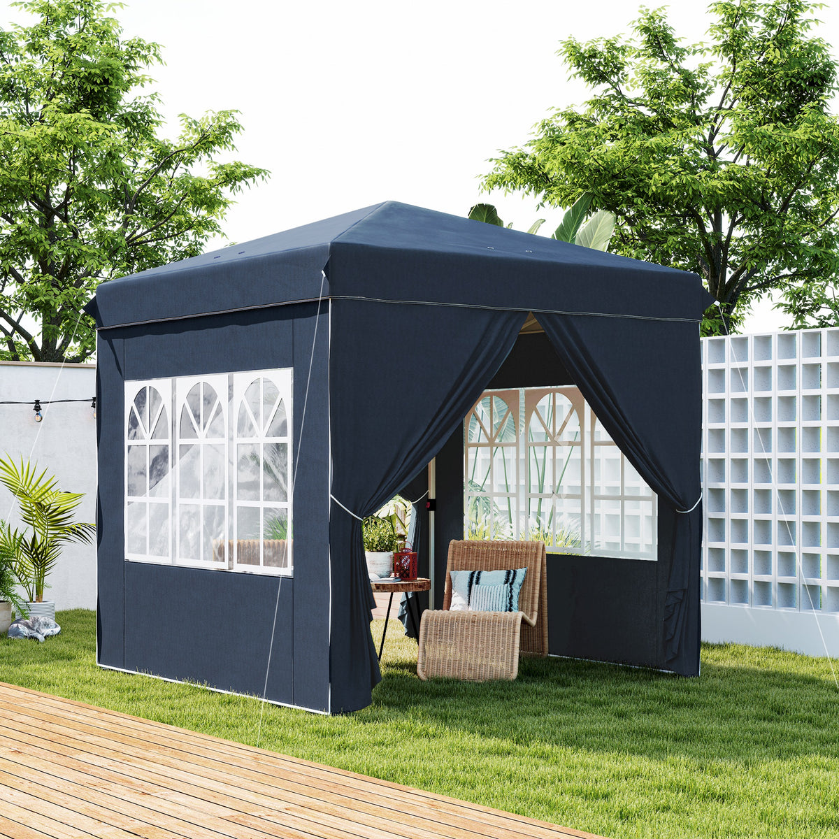 Carpa Plegable Outsunny Metal, Tela Oxford Azul 248x248x270 Cm_1