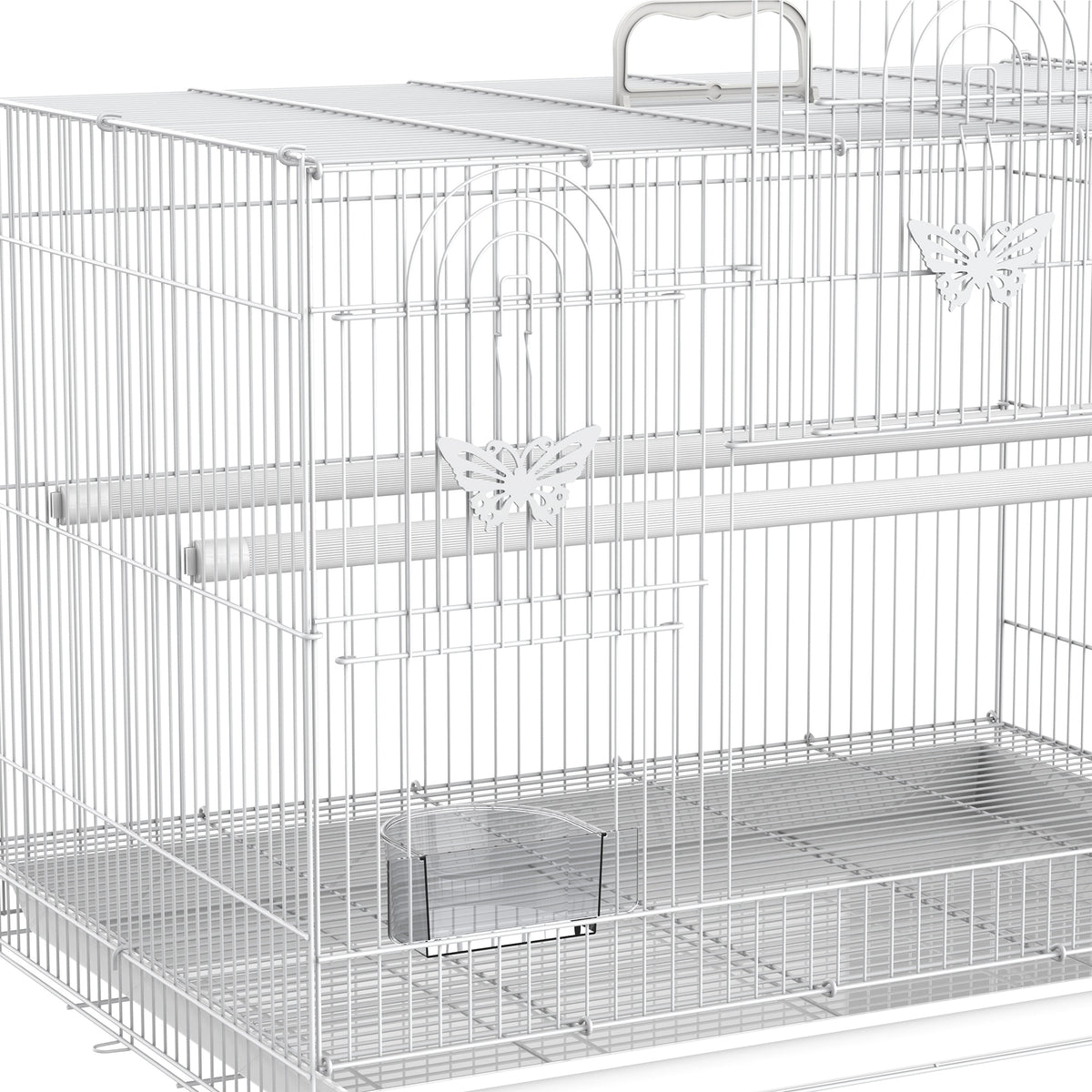 Jaula Para Pájaros Con Comederos 2 Perchas Pawhut 60x41x41 Cm Blanco_3