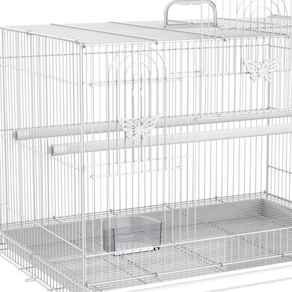 Jaula Para Pájaros Con Comederos 2 Perchas Pawhut 60x41x41 Cm Blanco_3