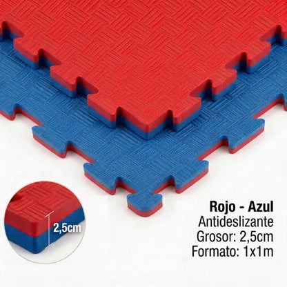 Tatami Puzzle Eva Para Suelo Infantil 1x1m X25mm Rojo - Azul 1 Unidad_0