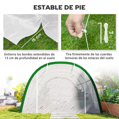 Invernadero De Túnel Outsunny Pe, Acero Galvanizado Blanco 593x300x200 Cm_5