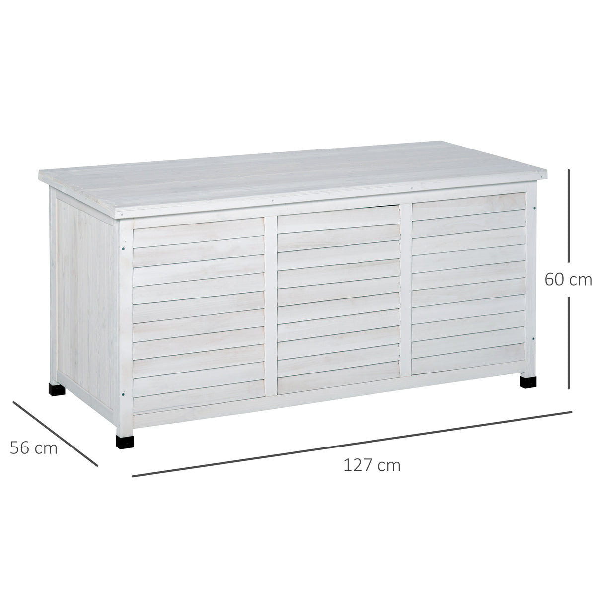 Baúl De Madera Outsunny Blanco 127x56x60 Cm Madera De Abeto_2