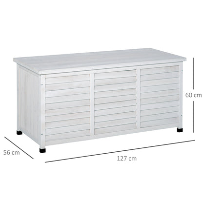 Baúl De Madera Outsunny Blanco 127x56x60 Cm Madera De Abeto_2