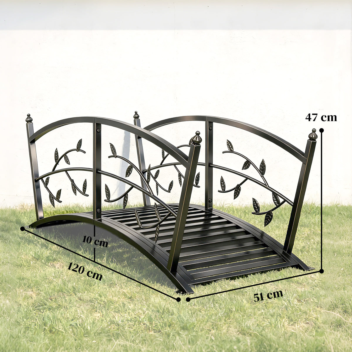 Puente De Jardín Outsunny Metal Negro 120x51x47 Cm_2
