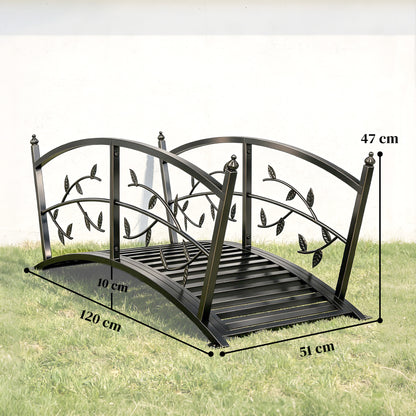 Puente De Jardín Outsunny Metal Negro 120x51x47 Cm_2