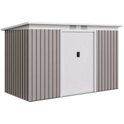 Cobertizo De Jardín Outsunny Acero Galvanizado Gris Claro 280x130x172 Cm_0