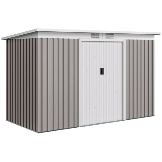 Cobertizo De Jardín Outsunny Acero Galvanizado Gris Claro 280x130x172 Cm_0