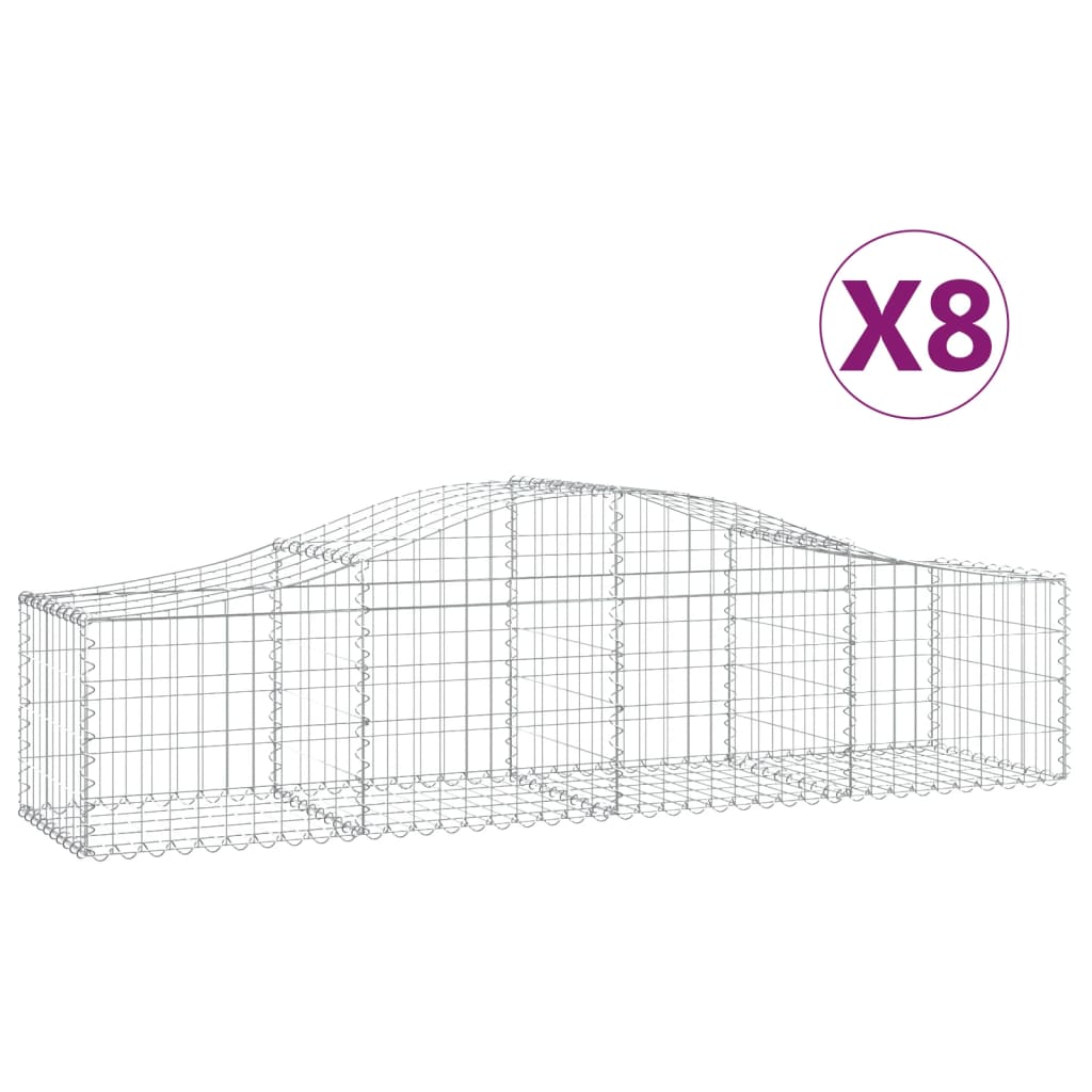 Cestas De Gaviones 8 Uds Forma De Arco Hierro 200x50x40/60 Cm_0