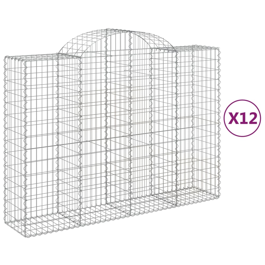 Cestas Gaviones 12 Uds Forma De Arco Hierro 200x50x140/160 Cm_0