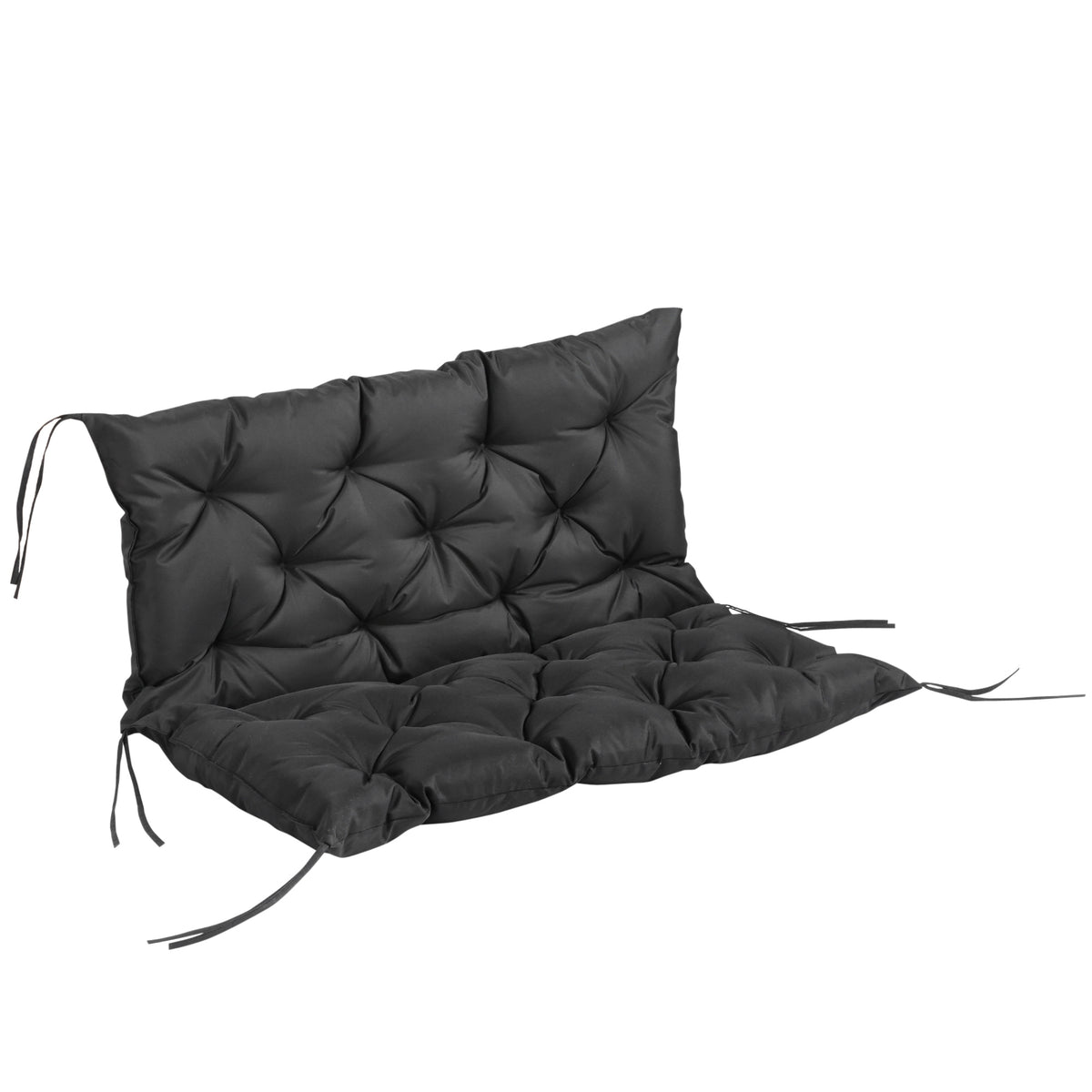 Cojín Para Banco Outsunny Poliéster, Algodón Negro 100x98x8 Cm_0