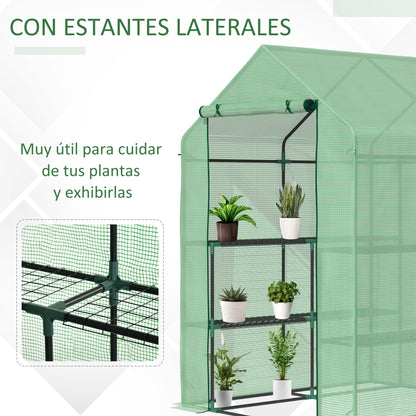 Invernadero De Jardín Con 4 Estantes Outsunny 143x138x190 Cm Verde_5
