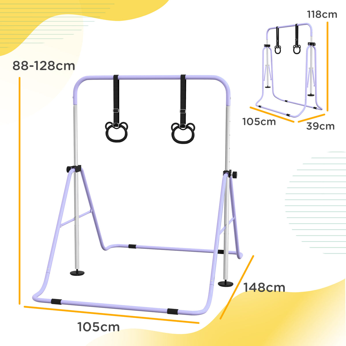 Barra De Gimnasia Homcom Acero Púrpura 148x105x128 Cm_2