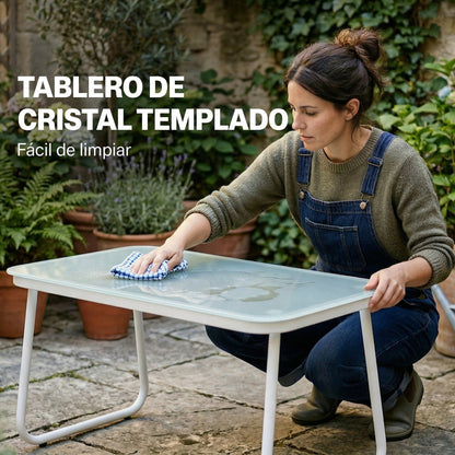 Muebles De Jardín Outsunny Acero, Textilene Gris Claro Y Blanco 112x73x74 Cm_5