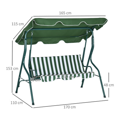 Columpio De Jardín Outsunny Acero, Poliéster Verde 170x110x153 Cm_2