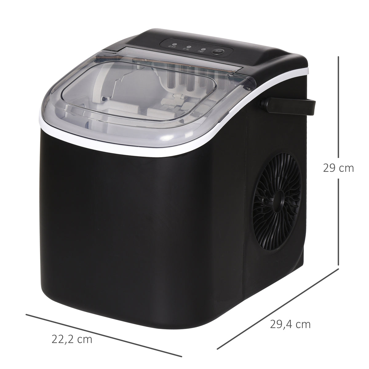 Máquina De Hielo Homcom 22.2x29.4x29 Cm Negro_2
