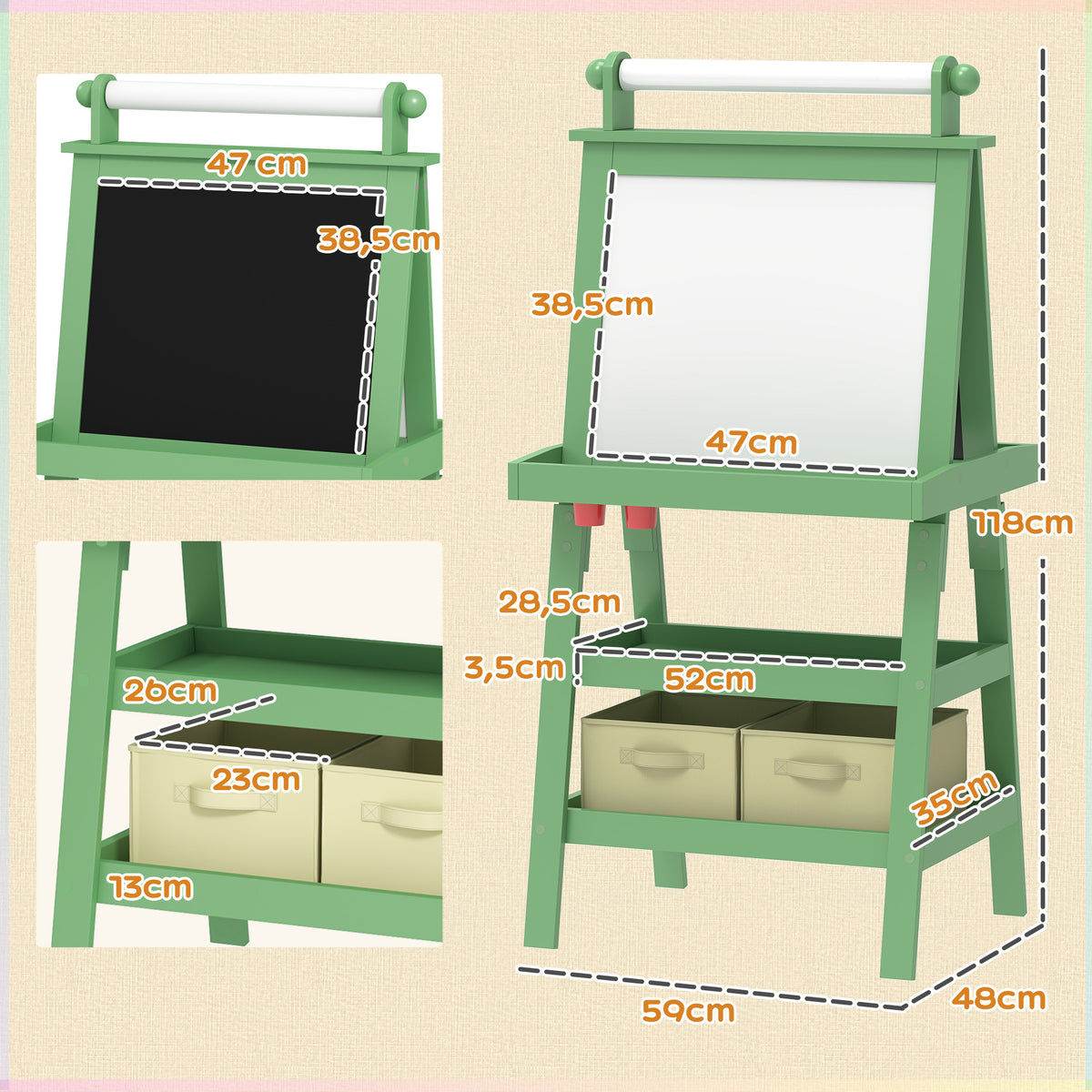 Caballete Infantil Aiyaplay Mdf Verde 59x48x118 Cm 3b0-012v80gn_2