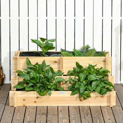 Jardinera Outsunny Madera De Abeto Madera Natural 93x93x35 Cm_3