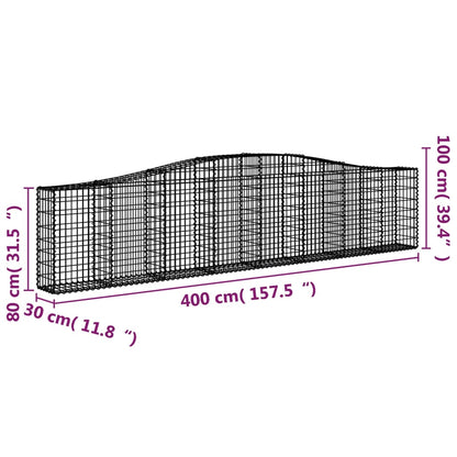 Cestas De Gaviones 10 Uds Forma De Arco Hierro 400x30x80/100 Cm_5