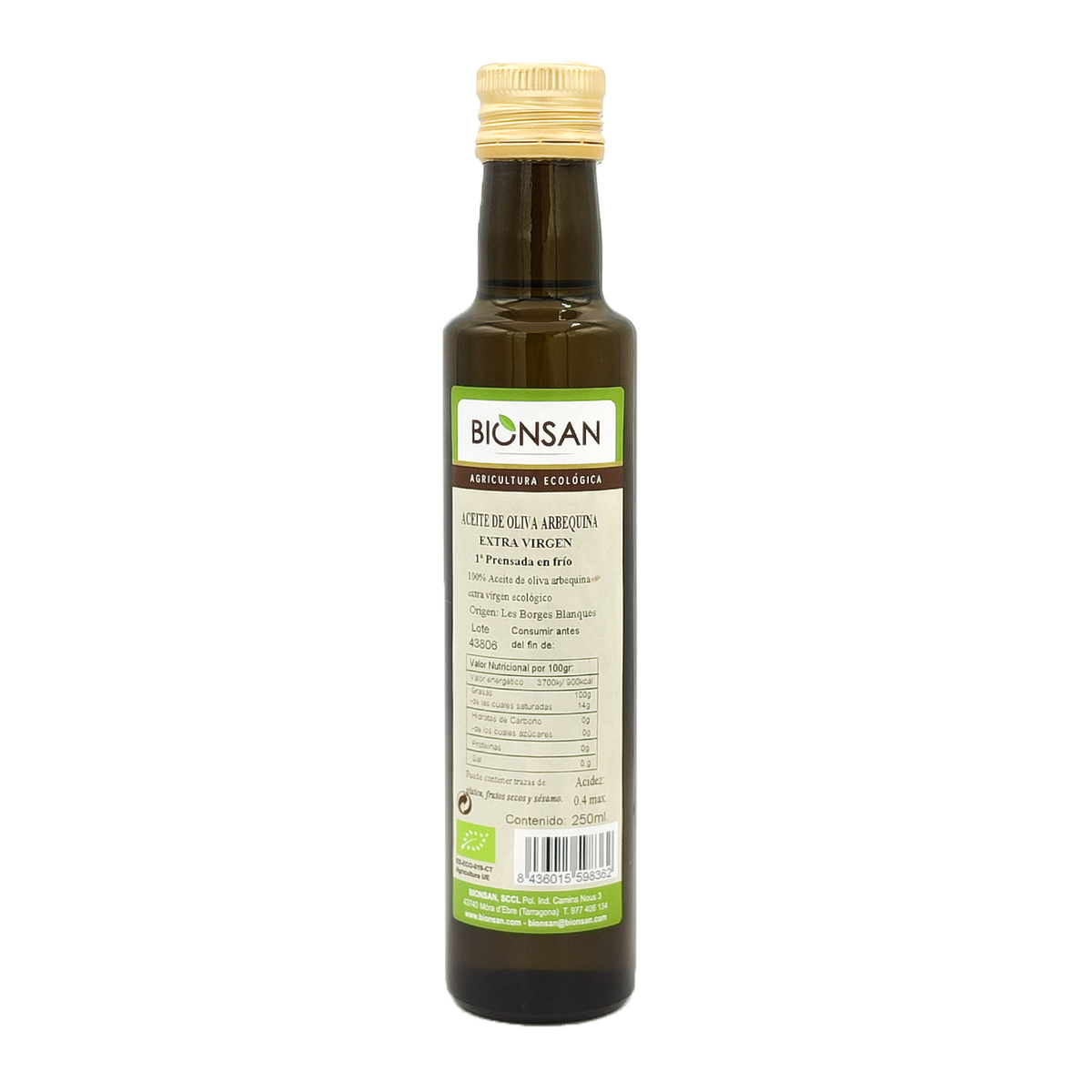 Aceite De Oliva Arbequina Extra Virgen Eco Bionsan 250ml_0