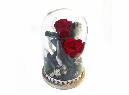 Cupula Cristal 2 Rosas 25x17 Cm_1