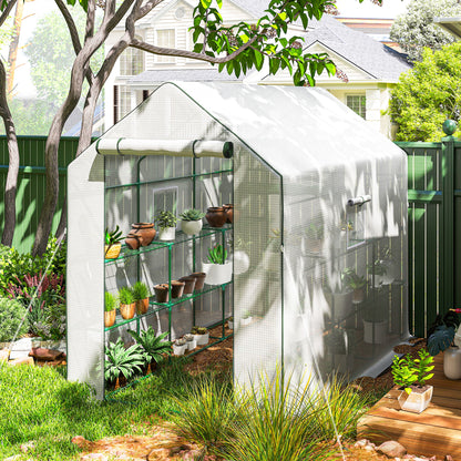 Invernadero De Jardín Outsunny Acero, Pe Blanco 140x213x190 Cm 845-931v00wt_1