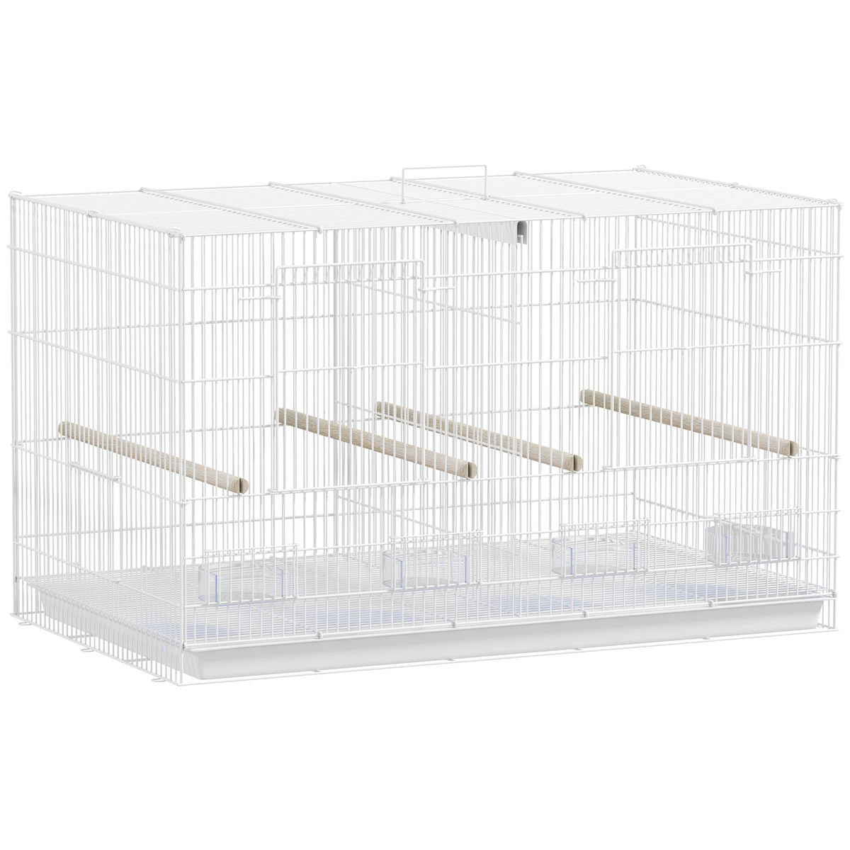 Jaula Para Pájaros Pawhut Acero, Pp Blanco 76x46x46 Cm_0