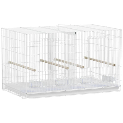 Jaula Para Pájaros Pawhut Acero, Pp Blanco 76x46x46 Cm_0